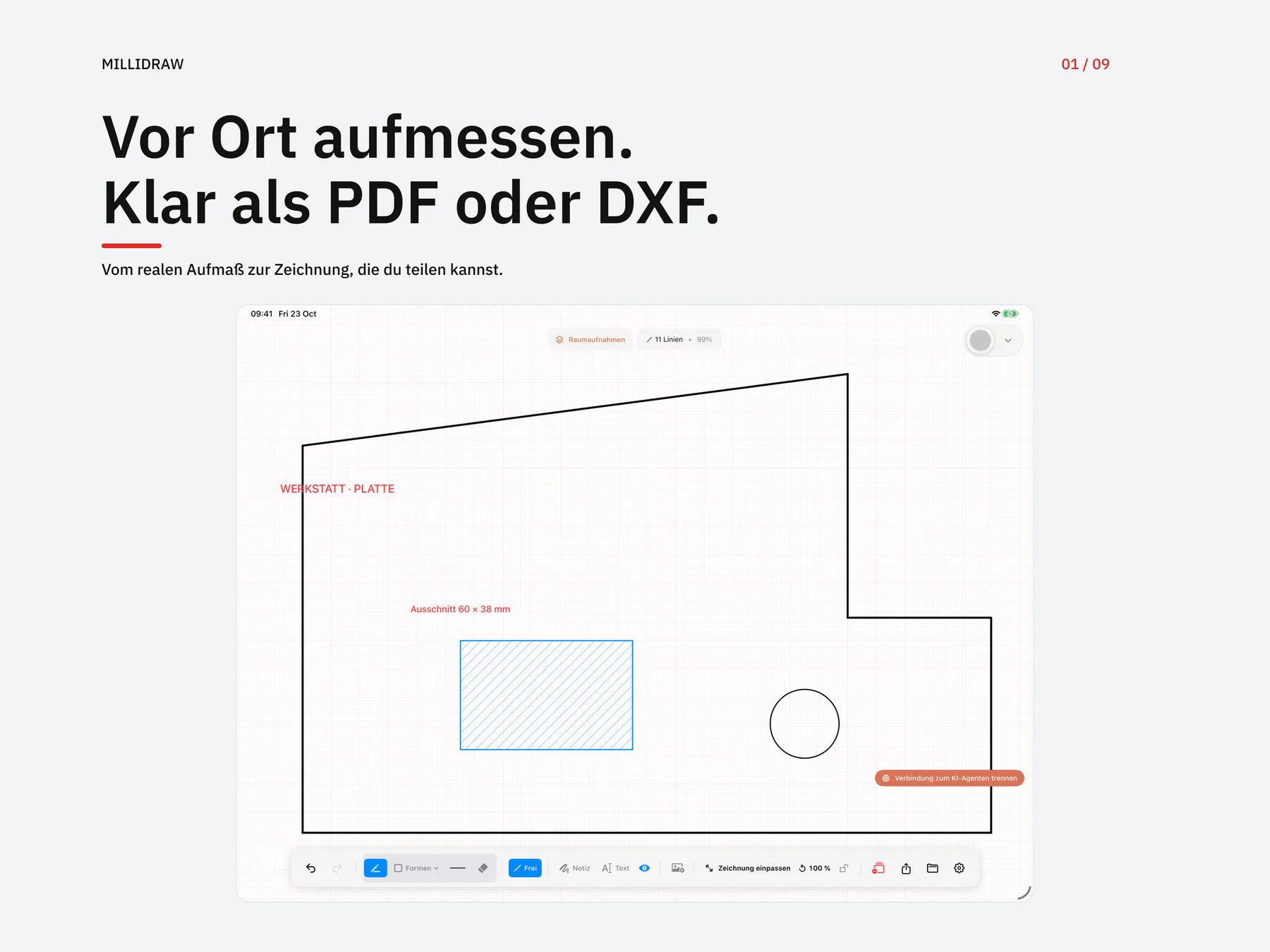 MilliDraw – Vom Aufmaß zur klaren PDF- oder DXF-Datei
