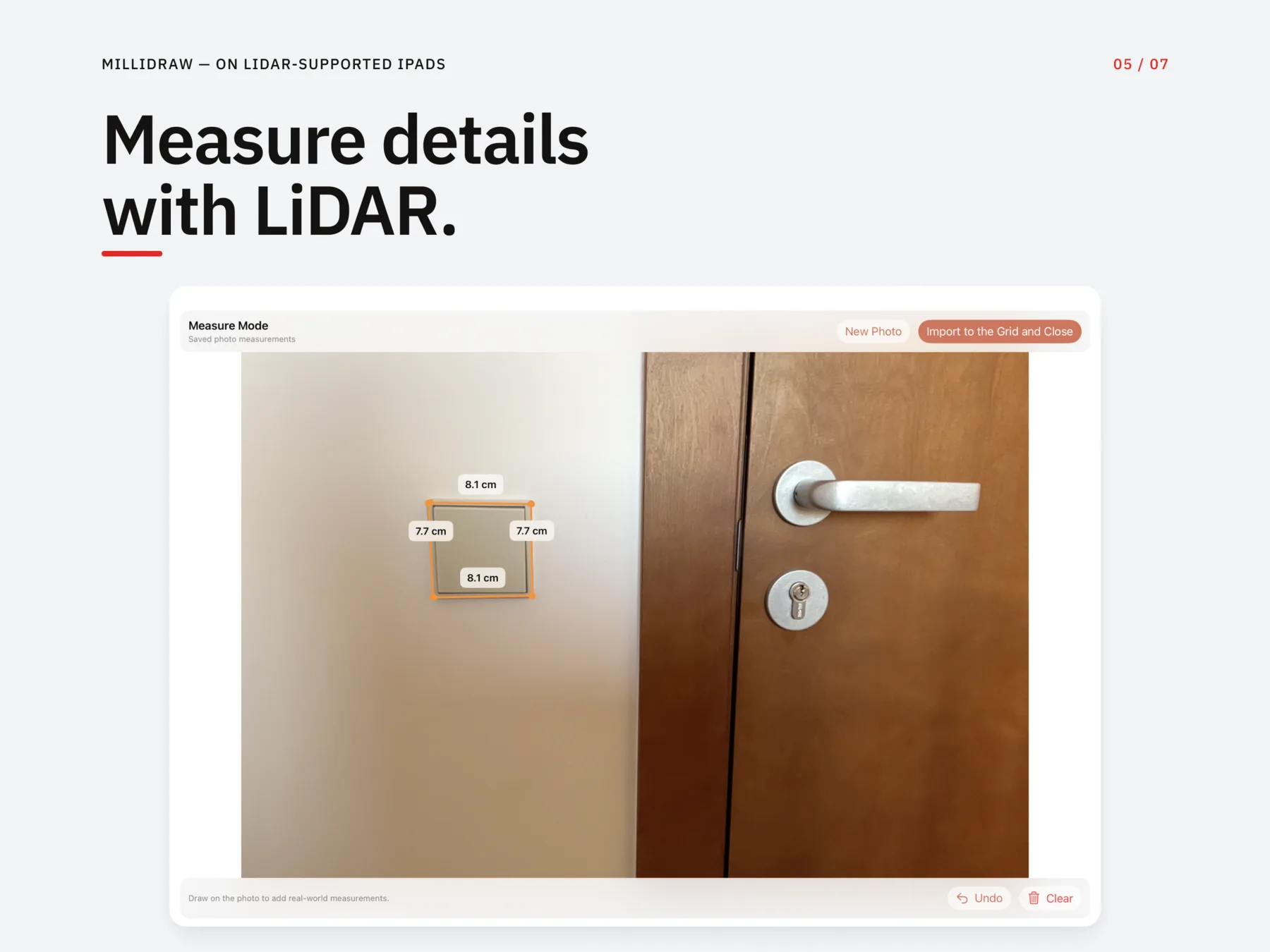 LiDAR Measure Mode measuring details on a supported iPad